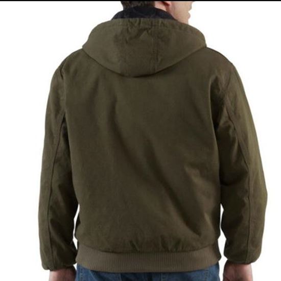 图片 Mens Canvas Quilted Hooded Bomber Windproof Jacket Workwear Factory 