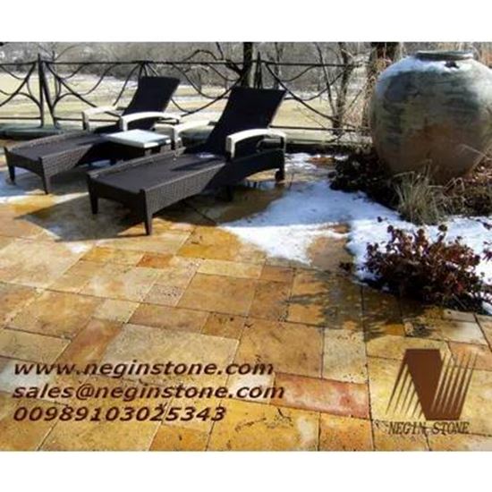 Picture Of yellow travertine acid washed